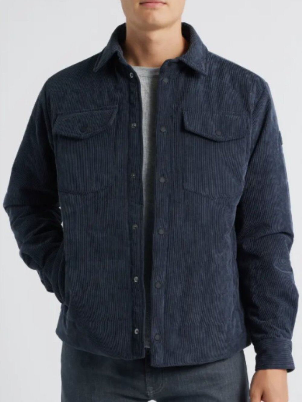 Save The Duck Magnus Corduroy Shirt Jacket, Blue XL, Insulated & Water Repellent